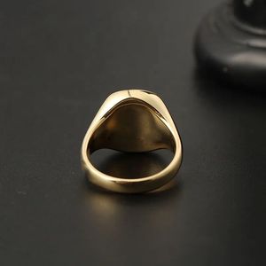 Xinfly Sweat Proof Pure 18K 750 Real Gold Jewelry Natural Square <b>Black</b> Agate Signet Retro <b>Ring</b> for <b>Men</b> - Product Image 3