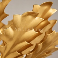 Lustre vintage en or avec feuilles d'acanthe, luminaire suspendu en métal de luxe avec plumes, LED, hauteur réglable, garantie 5 ans, élégant