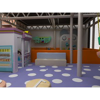 Équipement de terrain de jeu intérieur de qualité commerciale, design pastel, piscine à balles, toboggan, trampoline, tables d'activités, coin lecture, personnalisable