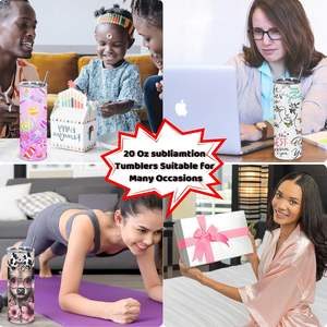 Vasos para sublimación al por mayor, 20 oz, delgados y rectos, de acero inoxidable de doble pared, en blanco para sublimación, con tapa y pajita - Product Image 5