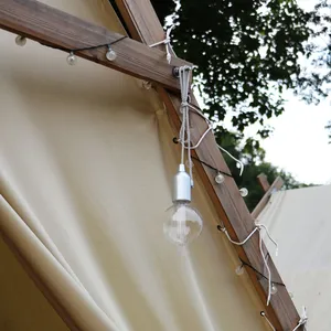 LED Camping PC Bulb Warm Light 3 AAA Batteries Pull Cord Hanging Light Picnic Party Modern Pendant Light