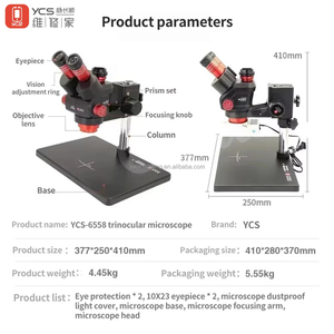 Ycs 6558x kính hiển vi ba mắt với cơ sở lớn 6.5-58 zoom điện thoại di động PCB hàn kính hiển vi công cụ thiết lập - Product Image 6