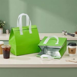 In Stock Disposable Nonwoven Food Thermal Food Cooler Bag Aluminum Foil Insulated Takeout Bags for Dessert Drinks Bread Takeaway - Product Image 1