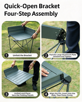 Table de camping pliante carrée légère 52x52x46cm, table portable en aluminium pour barbecue en plein air, pique-nique et glamping