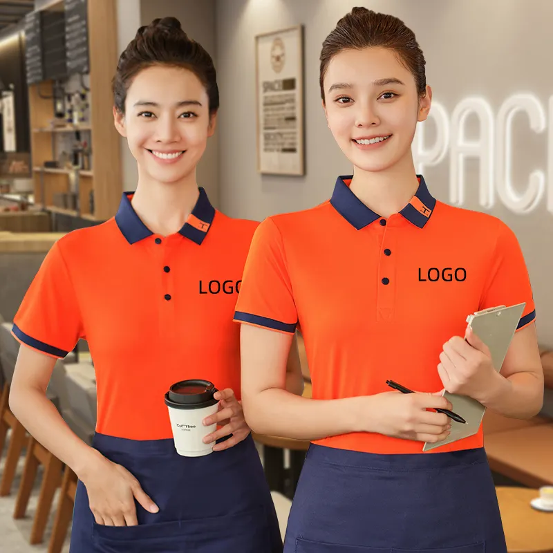 Custom Work Shirt Uniform Restaurant Short Sleeve Shirt Waiter Uniforms and Hotel Uniform Design Men Shirts Custom