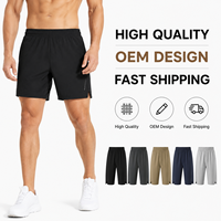 Shorts de sport pour hommes à séchage rapide, respirants, légers, personnalisables OEM, avec taille élastique, poches latérales et ourlet fendu, pour la course à pied