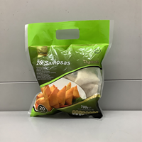 Sac d'Emballage Flexible en Plastique Vide à Scellage Arrière 3 Côtés avec Impression Personnalisée pour Samosas Surgelés et Aliments Congelés, avec Fenêtre Transparente