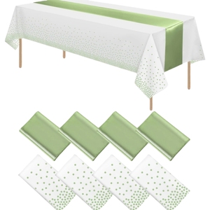 Màu đen và bạc Dot Khăn trải bàn bạc Satin bảng Runner nhựa dùng một lần khăn trải bàn và satin bảng Runner thiết lập cho đám cưới - Product Image 3