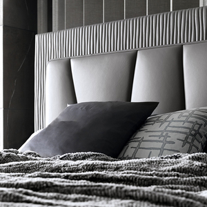 Cabecera de Cama Doble de Diseño Italiano Moderno y Lujoso, con Textura Geométrica, para Villa u Hotel, Muebles de Cama King Size - Product Image 3