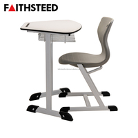 Ensemble de bureau et chaise d'école réglables en hauteur, robuste, avec structure en acier durable, table d'étude pour élèves du primaire