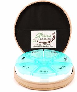7 étuis en cuir PU pour pilules, boîte à pilules ronde avec fermeture éclair, organiseur de pilules personnalisé - Product Image 1