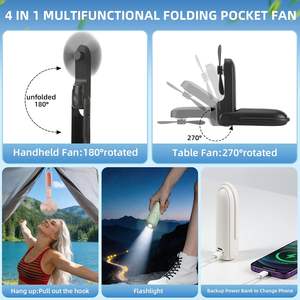 Ventilador de Mano Recargable, Portátil, Pequeño, de Bolsillo, con Banco de Energía de 1200 mAh; Esenciales Ligeros para Viajes para Mujeres y Niñas - Product Image 2