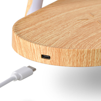 Lampe de chevet LED sans fil en bois, style nordique minimaliste, avec chargeur USB, commande tactile, protection oculaire, écologique, veilleuse pour téléphone