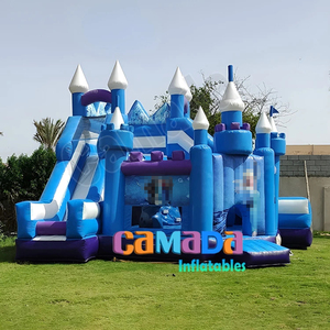 Château gonflable PVC bleu sur le thème de la glace et de la neige avec toboggan, combinaison toboggan et château gonflable pour les activités et les fêtes <span class=keywords><strong>des</strong></span> enfants - Product Image 2