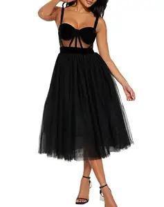 D & M новейший дизайн однотонный романтический тонкий ремешок Тюль женские вечерние платья на заказ официальные платья