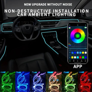 <span class=keywords><strong>6</strong></span> trong 1 LED bầu không khí xe ánh sáng RGB linh hoạt trang trí đèn 8M nội thất môi trường xung quanh ánh sáng bằng ứng dụng điều khiển sợi quang Strips ánh sáng - Product Image 2
