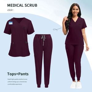 Conjunto de Uniformes Médicos con Cuello en V para Mujer 2026 |   94% Poliéster 6% Elastano |   Uniformes de Enfermera con Múltiples Bolsillos, Ropa de Trabajo para Hospital - Product Image 6