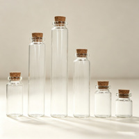 Vente en gros de flacons en verre transparent multi-tailles, flacons à bouchon serti et bouteilles à vœux avec bouchon en liège