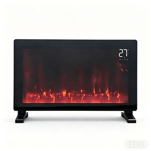 Calentador Eléctrico de Convección de 2500W <span class=keywords><strong>con</strong></span> Control Digital WiFi, <span class=keywords><strong>Ruedas</strong></span> Móviles, <span class=keywords><strong>Chimenea</strong></span>, Panel Infrarrojo de Vidrio Templado para el Hogar - Product Image 1