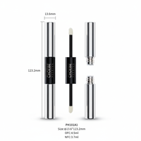 Contenant de rouge à lèvres et gloss cosmétique en plastique Choebe, multifonctionnel, 3,7 ml, argenté, double embout 2-en-1, sérigraphié