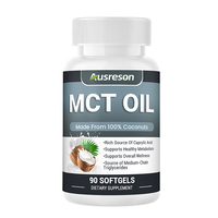 Gélules d'huile MCT pressée à froid Ausreson OEM, prix compétitif, supplément Halal en vrac pour la peau et les cheveux, capsules d'huile de coco pure MCT