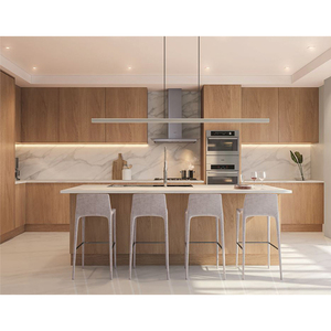 Ensemble d'armoires de cuisine en panneaux de particules bon marché, design moderne, imitation bois, mélamine, MDF, avec électroménagers - Product Image 3