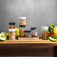 Ensemble de bocaux en verre multi-échelles pour cuisine, en verre borosilicate de haute qualité, hermétiques avec couvercle en plastique, pour le stockage des bonbons