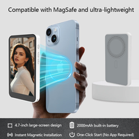 Écran Selfie Magnétique 4,7 Pouces, Dispositif de Mise en Miroir d'Écran Sans Fil, Contrôle Tactile, Moniteur de Vlog pour Téléphone, pour Diffusion en Direct, Nouveau Design