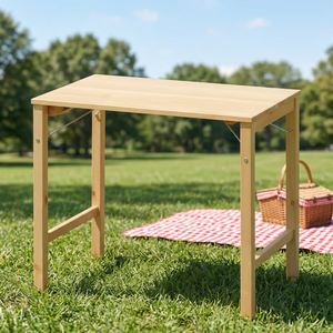 Table d'extérieur minimaliste en bois – Table compacte à 4 pieds pour jardin, balcon et terrasse - Product Image 6