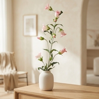 Bunga Lonceng Sutra Buatan Campanula dengan Tangkai Panjang, Susunan Bunga Lily of the Valley Palsu untuk Dekorasi Pernikahan dan Rumah