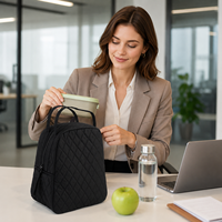 Sac à déjeuner isotherme en coton matelassé pour femmes, sac isotherme de grande capacité, boîte de rangement alimentaire portable, pour le travail, les voyages, OEM