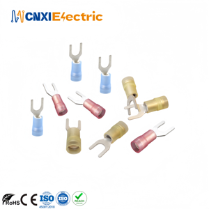 Cnxi thương hiệu chuyên nghiệp đôi uốn Spade thiết bị đầu cuối Nylon cách điện màu đỏ đồng kết nối nhà máy kết nối cáp trực tiếp - Product Image 2