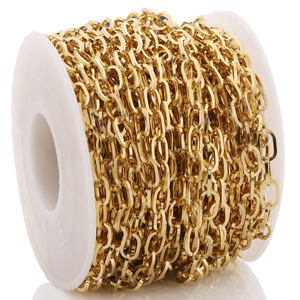 Cadena ovalada de acero inoxidable chapada en oro para la fabricación de collares H1552 - Product Image 4