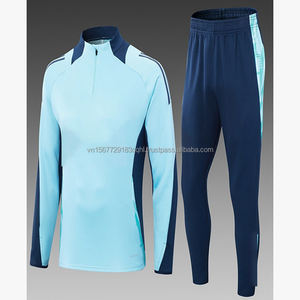 Half Zip Long Sleeve Jersey Autumn Winter Sweatshirt Warm Up Sports Football Training Suit Set - Product Image 3