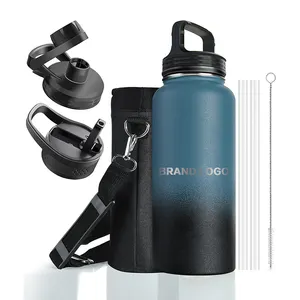 Fábrica Personalizado 32 oz ao ar livre Aço Inoxidável isolado bpa livre esporte água garrafa com bolsa saco