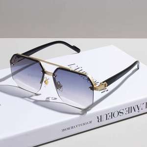 Lunettes de soleil métalliques européennes et américaines à double pont UV400 pour hommes, style conduite, monture noire, verres AC, type 3, pare-soleil - Product Image 4