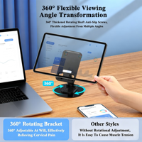Support de bureau télescopique pliable en alliage d'aluminium personnalisé, hauteur réglable à 360° °   Support de téléphone et tablette rotatif antidérapant