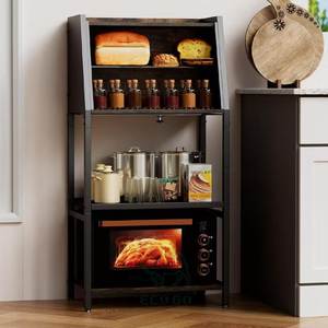 Étagère de boulanger 2-en-1 en bambou, boîte à pain au design rectangulaire moderne, étanche, écologique, grande capacité, rangement de cuisine à 2 niveaux - Product Image 2