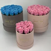 Kişiselleştirilmiş kadife çiçek kutusu yuvarlak karton çiçek kutusu gül çiçek ambalaj için