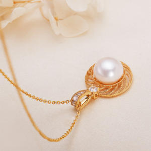 Zhuji 11mm Flat Strong Light Freshwater <b>Pearl</b> Pendant Copper <b>Gold</b>-Plated Bird's Nest <b>Necklace</b> Fashionable Wholesale <b>Necklace</b> - Product Image 4