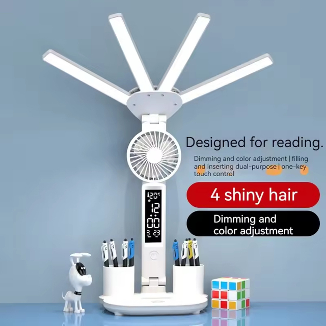 Rechargeable Modern DC LED Table Lamp with Clock Display Night Light & Reading Light for Home & Study Desk