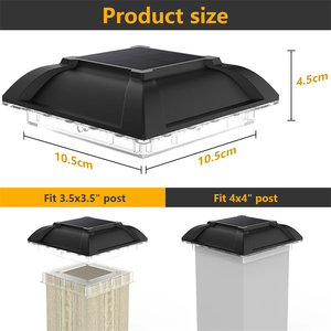 مصباح عمود <span class=keywords><strong>LED</strong></span> يعمل بالطاقة الشمسية، مقاوم للماء IP65، إضاءة خارجية قابلة لإعادة الشحن، زاوية إضاءة 360 درجة، تحكم بمستشعر الضوء للحدائق/الأسوار - Product Image 5