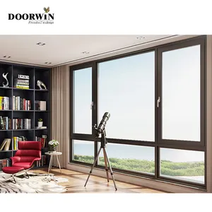 Doorwin 알루미늄 호리호리한 선 창 확대된 전망 두 배 부드럽게 한 유리제 알루미늄 발코니 슬라이딩 윈도우 여닫이 창 창