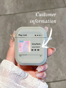 Étui personnalisé pour <span class=keywords><strong>AirPods</strong></span> avec lecteur de musique, nom de chanson personnalisé, personnalisation 1 pièce, coque grise mate pour <span class=keywords><strong>AirPods</strong></span> 1/2/3/Pro/Pro 2 - Product Image 3