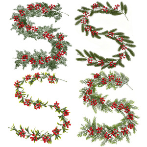 Guirlande de Noël Zong Shuo avec aiguilles de pin artificielles et baies rouges pour la décoration de cheminée et de manteau de cheminée - Product Image 2