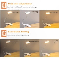 Lampe de lecture LED à piles AA ou câble USB, protection des yeux, à clipser, noire, mini 9 LED, 1,8 Watt, pour salon