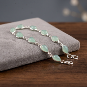 SOUMYA CREATIONS Pulsera Elegante de Plata de Ley 925 con Calcedonia Aqua en Forma de Campana y Engaste de Bisel para Mujer, Ideal para Uso Diario - Product Image 4