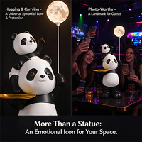 Statue d'ours en résine LED intelligente avec haut-parleur Bluetooth et plateau doré – Figurine artistique pour décoration de boîte de nuit, bar, KTV