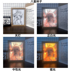 100 รูปแบบอะนิเมะภาพวาดแสงGenhsin Impactอะนิเมะไฟกลางคืน<span class=keywords><strong>Raiden</strong></span> Shogun Neuvillette Lyney Ledกรอบรูปโคมไฟของเล่น - Product Image 4