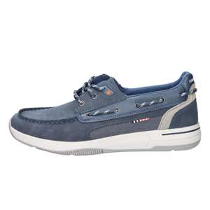 Chaussure bateau à lacets pour homme Lumberjack, bleue, taille 43, talon de 3 cm, toile, chaussure tendance - Product Image 1